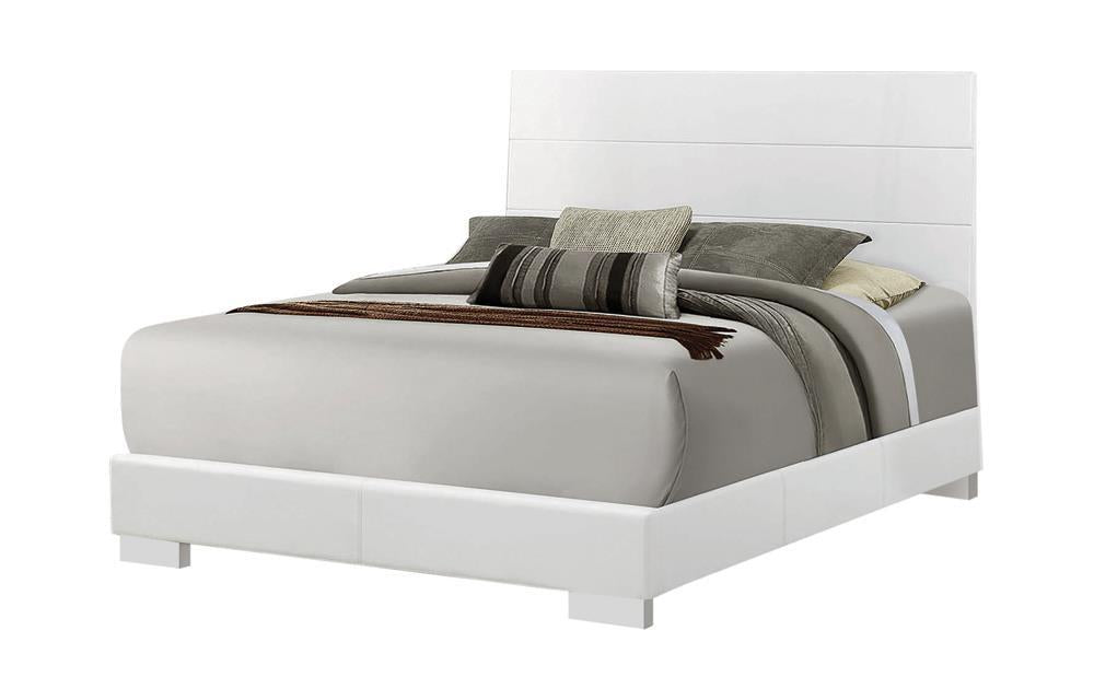 Felicity Queen Panel Bed Glossy White - Ideal Furniture (Fresno,CA) 