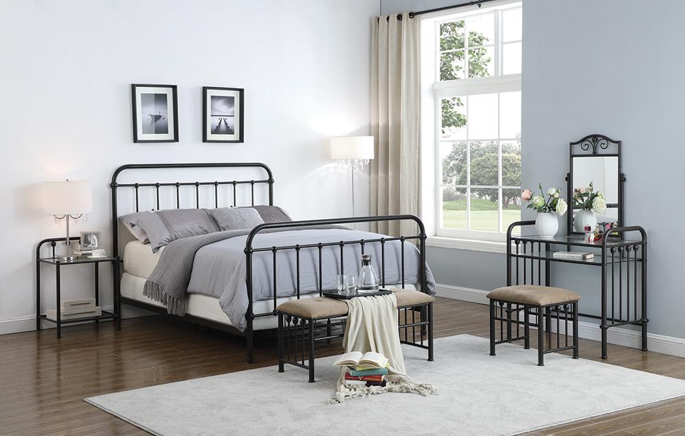 Livingston Eastern King Panel Metal Bed Dark Bronze - Ideal Furniture (Fresno,CA) 