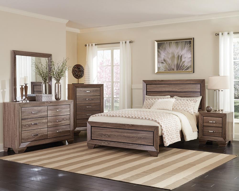 Kauffman California King, E.king, & Queen Panel Bed Washed Taupe - Ideal Furniture (Fresno,CA) 