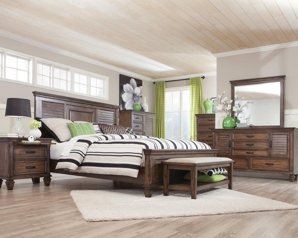 Franco Eastern King & Queen Panel Bed Antique White & Oak - Ideal Furniture (Fresno,CA) 