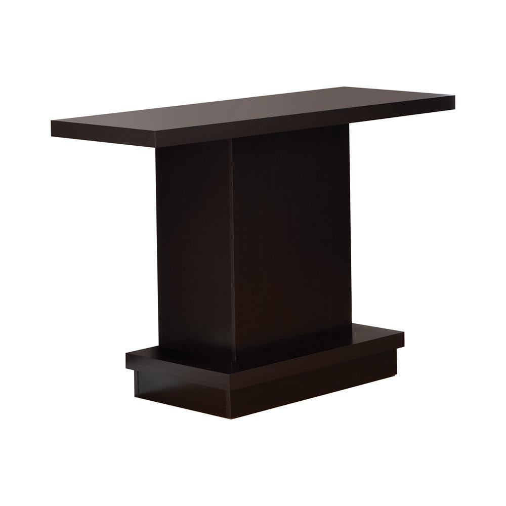 Reston Pedestal Sofa Table Cappuccino - Ideal Furniture (Fresno,CA) 