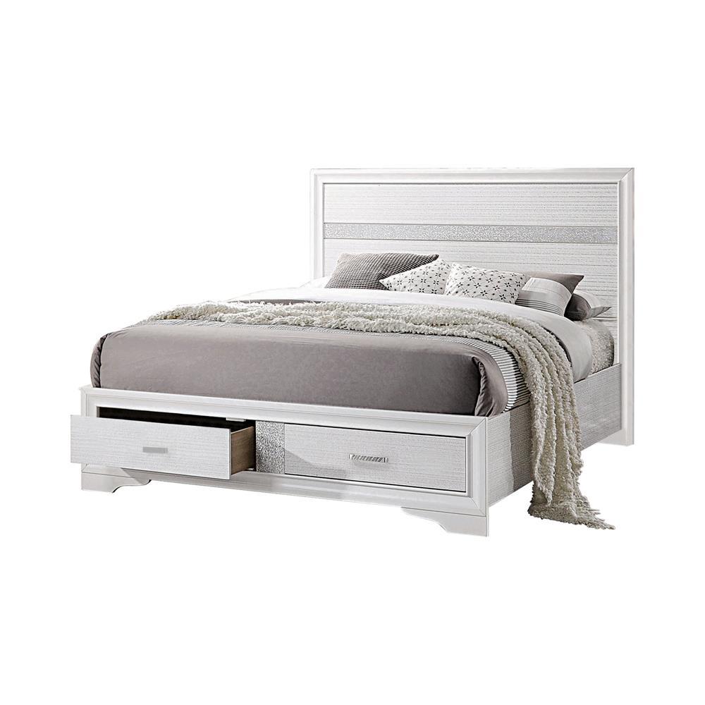 Miranda California King. E.King, & Queen 2-drawer Storage Bed Black & White - Ideal Furniture (Fresno,CA) 