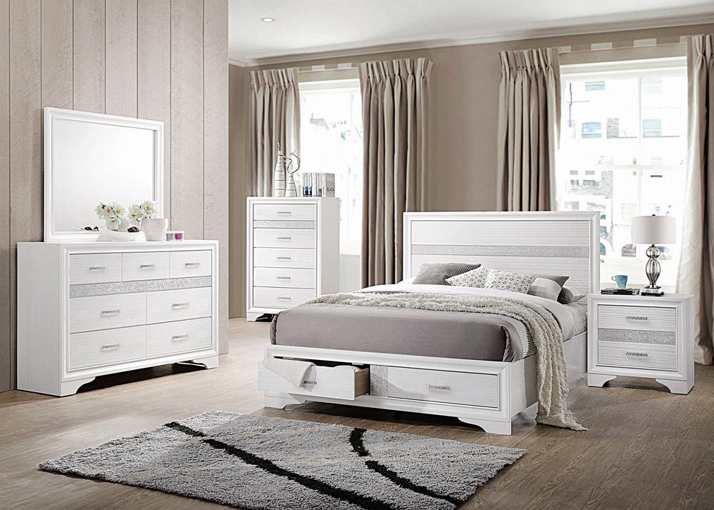 Miranda California King. E.King, & Queen 2-drawer Storage Bed Black & White - Ideal Furniture (Fresno,CA) 