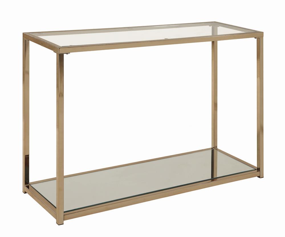 Cora Sofa Table with Mirror Shelf Chocolate Chrome - Ideal Furniture (Fresno,CA) 