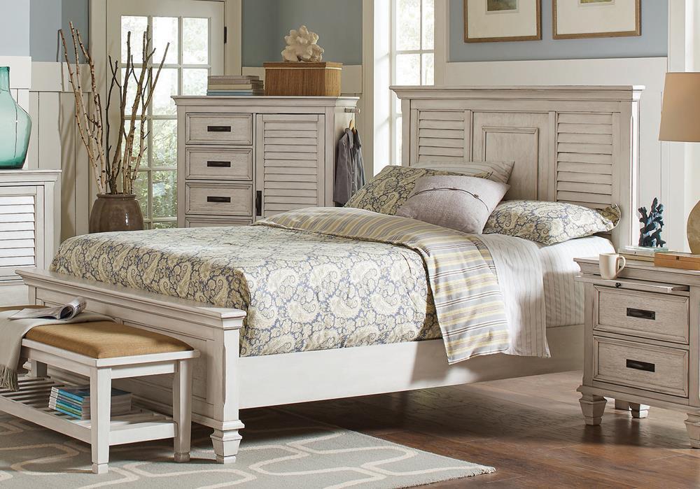 Franco Eastern King & Queen Panel Bed Antique White & Oak - Ideal Furniture (Fresno,CA) 