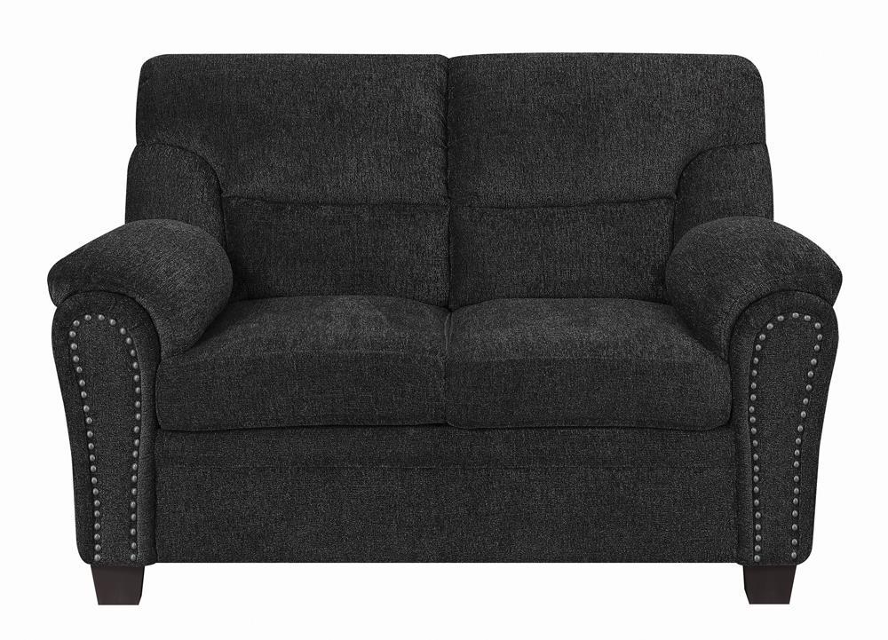 Clementine Upholstered Loveseat with Nailhead Trim Grey - Ideal Furniture (Fresno,CA) 