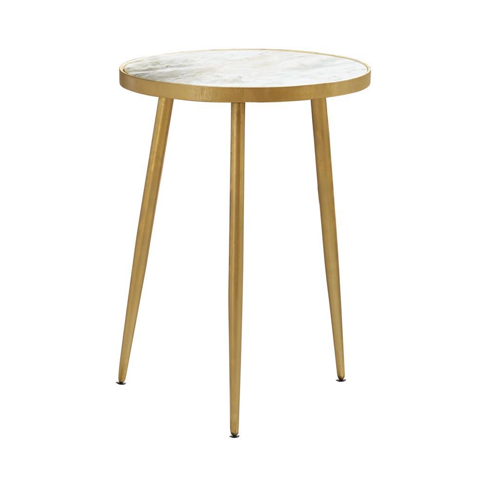 Acheson Round Accent Table White and Gold