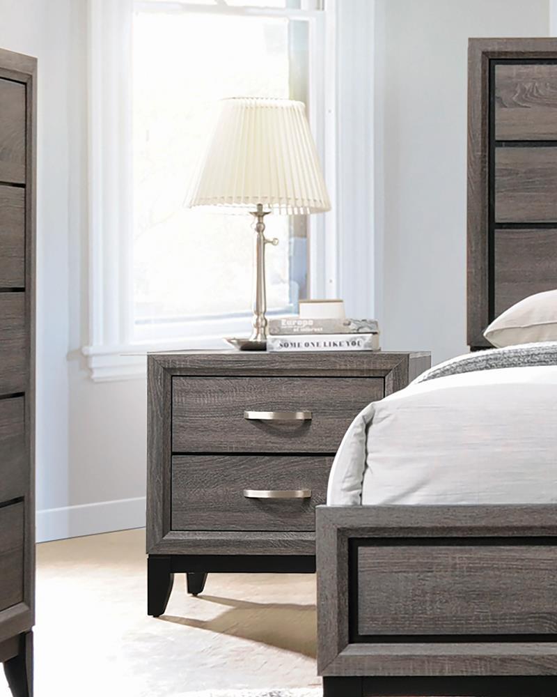 Watson 2-drawer Nightstand Grey Oak and Black