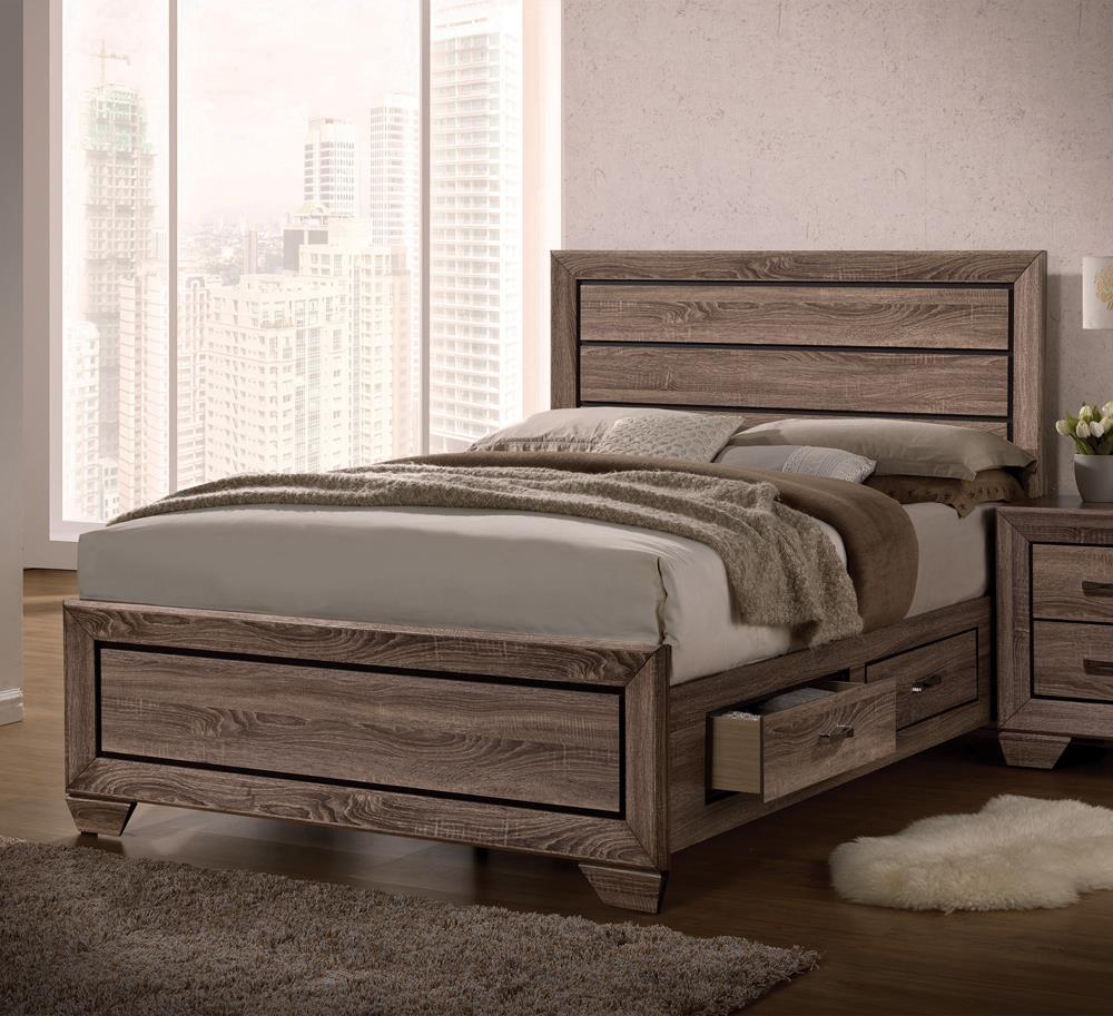 Kauffman California King, E.king, & Queen Panel Bed Washed Taupe - Ideal Furniture (Fresno,CA) 