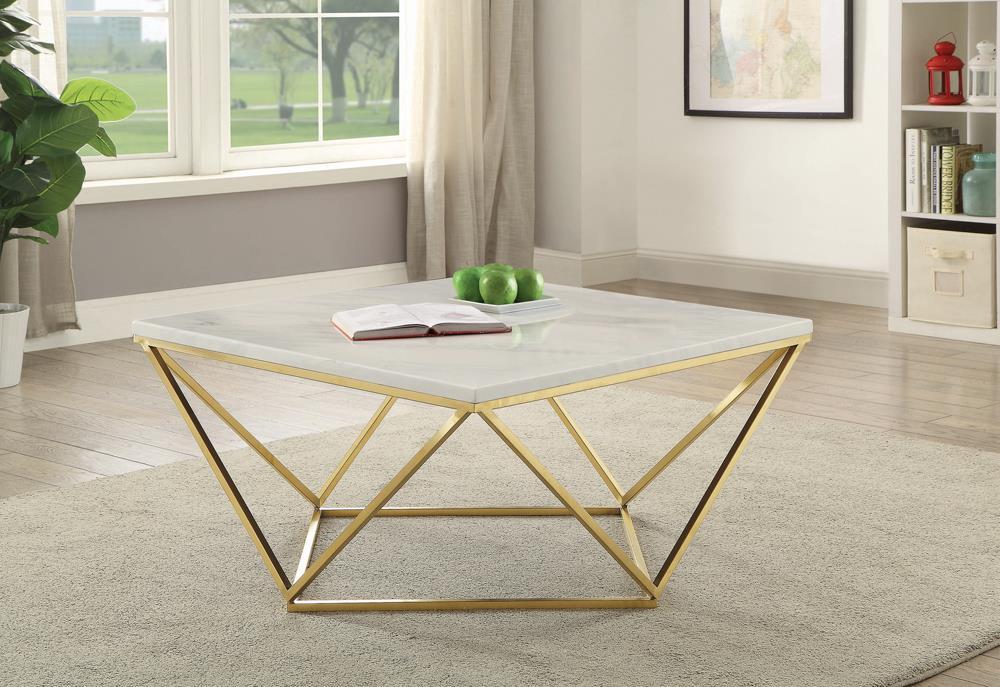 Elana Rectangle 2-shelf Coffee Table Glossy White - Ideal Furniture (Fresno,CA) 