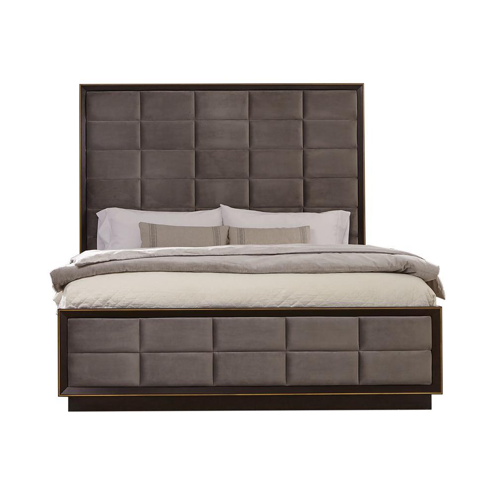 Durango California King, Eastren King, & Queen Upholstered Bed Smoked Peppercorn and Grey - Ideal Furniture (Fresno,CA) 