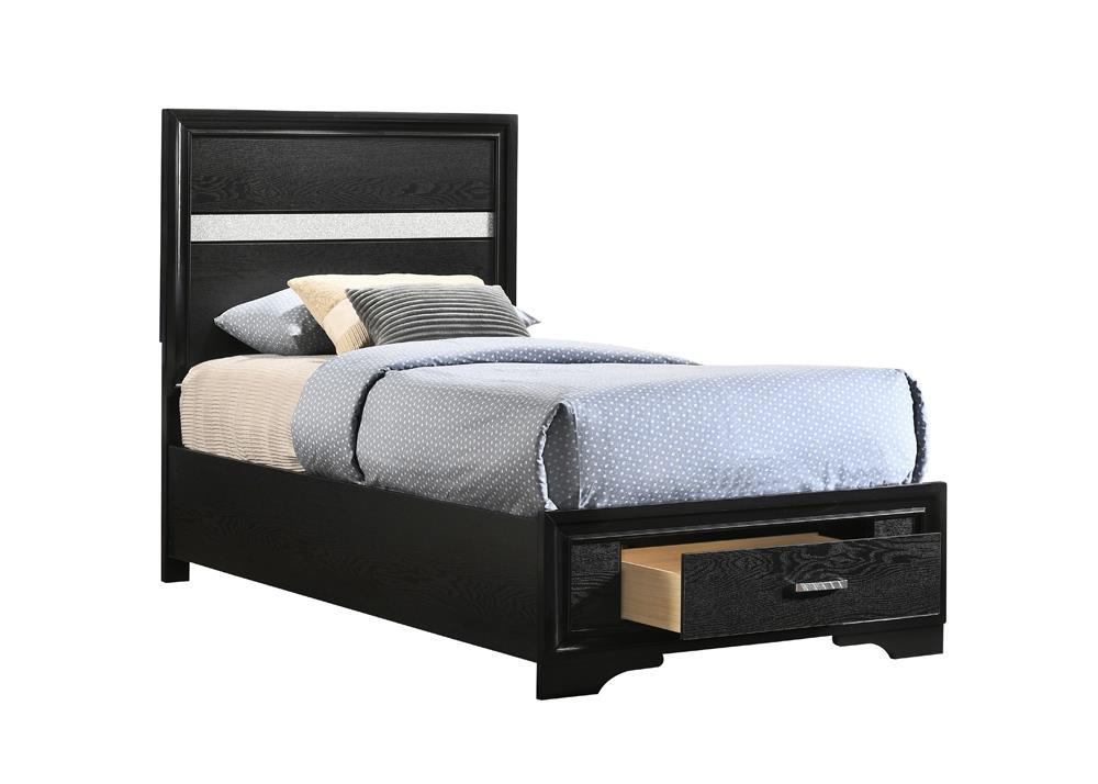 Miranda Full & Twin Storage Bed Black - Ideal Furniture (Fresno,CA) 
