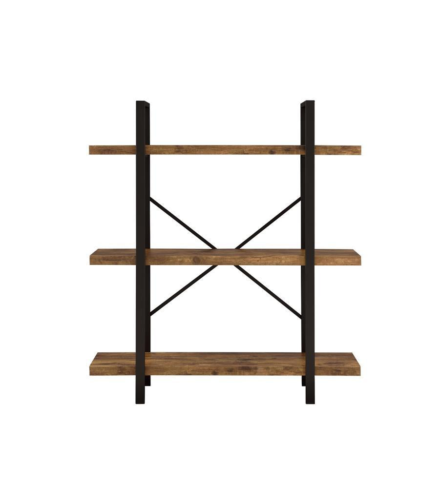 Cole 3-Shelf Bookcase Antique Nutmeg and Black - Ideal Furniture (Fresno,CA) 