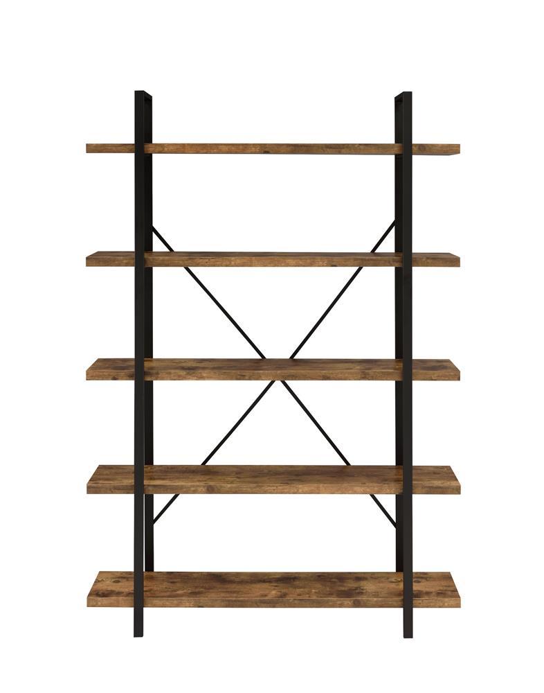 Cole 5-Shelf Bookcase Antique Nutmeg and Black - Ideal Furniture (Fresno,CA) 