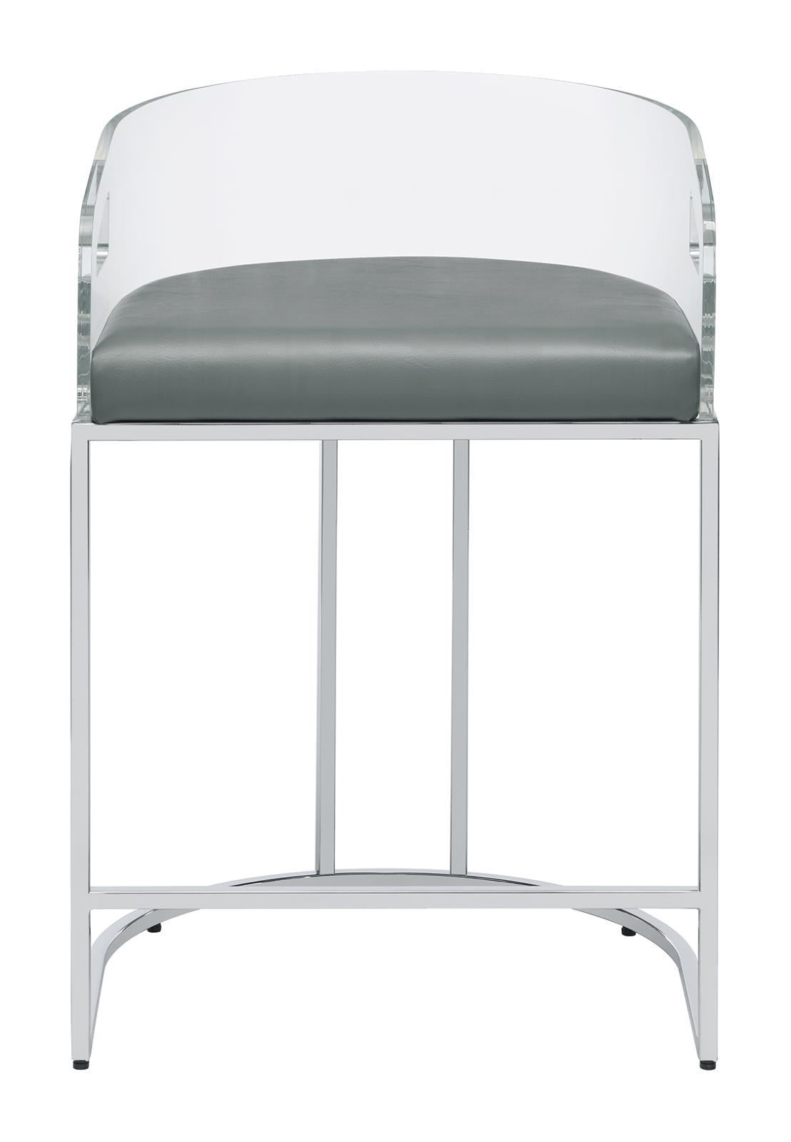 Thermosolis Acrylic Back Counter Height Stools Grey and Chrome (Set of 2)