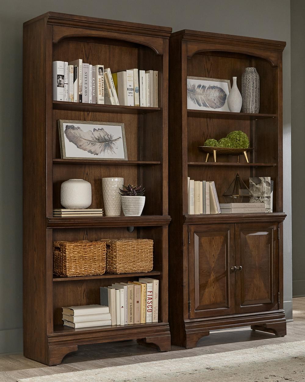 Hartshill Bookcase with Cabinet Burnished Oak - Ideal Furniture (Fresno,CA) 