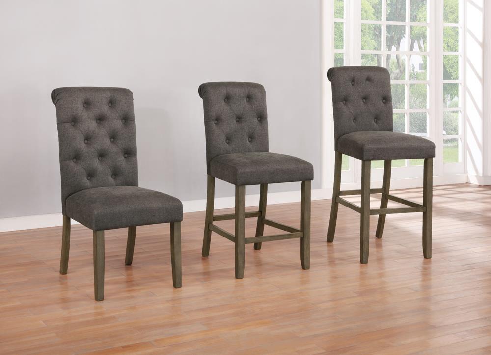 Balboa Tufted Back Bar Stools Grey and Rustic Brown (Set of 2) - Ideal Furniture (Fresno,CA) 