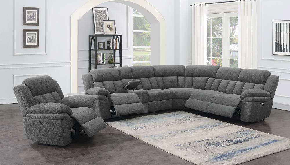 Bahrain Upholstered Power Glider Recliner Charcoal - Ideal Furniture (Fresno,CA) 