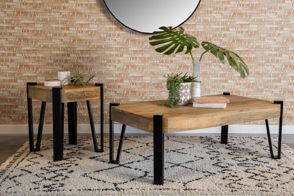 Winston Wooden Square Top End Table Natural and Matte Black - Ideal Furniture (Fresno,CA) 