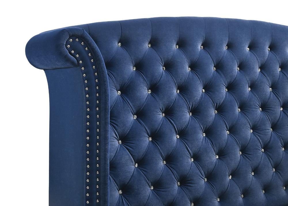Melody California King, Eastren King, Queen Wingback Upholstered Bed Pacific Blue & Grey - Ideal Furniture (Fresno,CA) 
