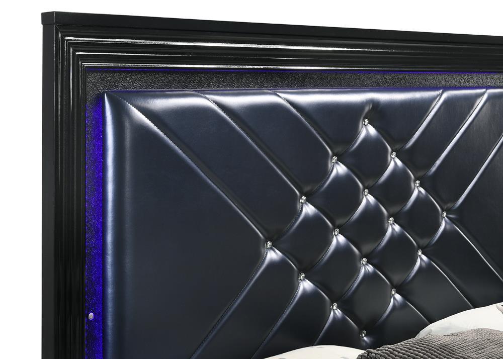 Penelope Queen Bed with LED Lighting Black and Midnight Star - Ideal Furniture (Fresno,CA) 