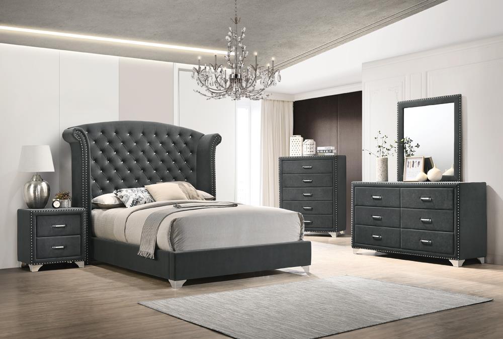Melody 5-drawer Upholstered Chest Grey - Ideal Furniture (Fresno,CA) 