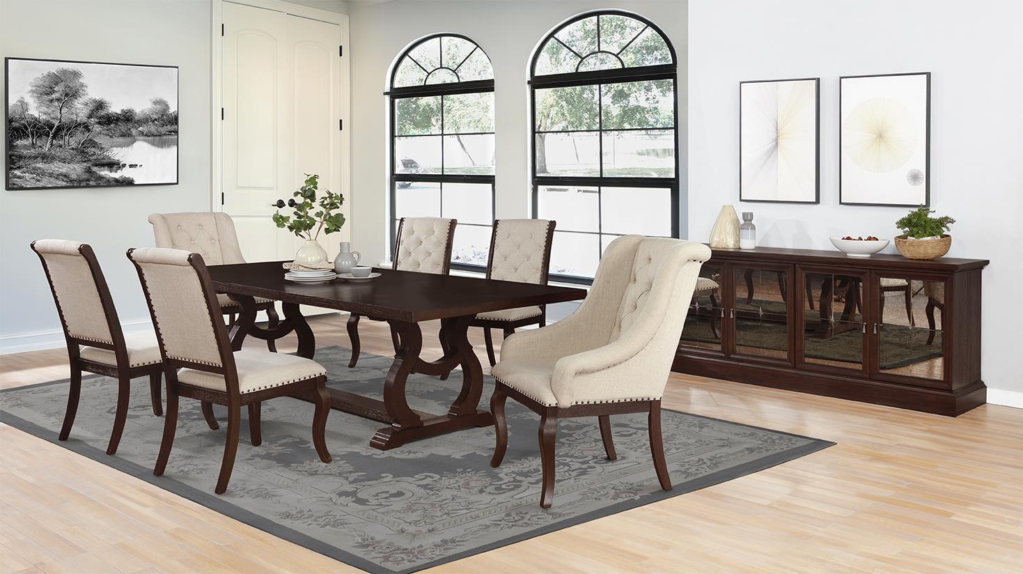 Brockway Tufted Arm Chairs Cream and Antique Java (Set of 2) - Ideal Furniture (Fresno,CA) 