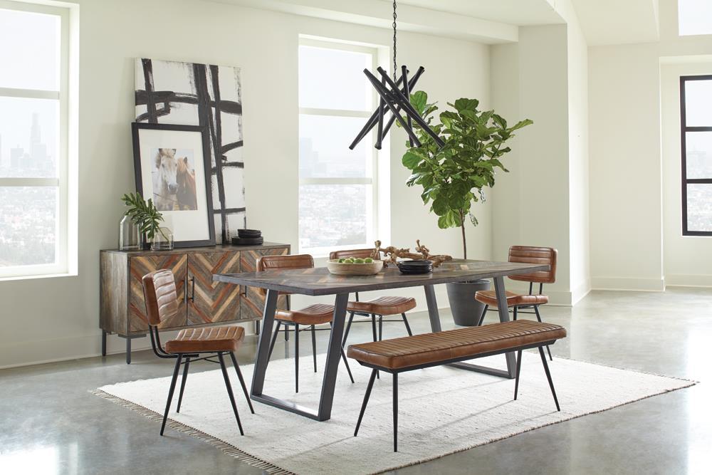 Misty Cushion Side Bench Camel and Black - Ideal Furniture (Fresno,CA) 