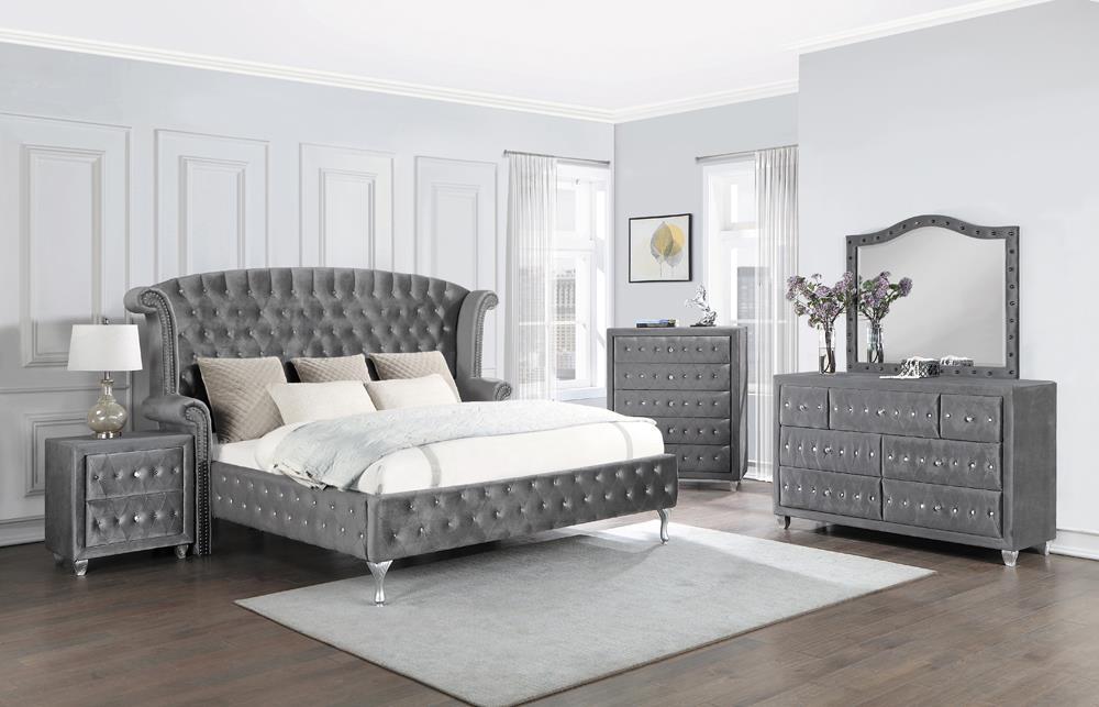 Deanna California King Tufted Upholstered Bed Grey - Ideal Furniture (Fresno,CA) 