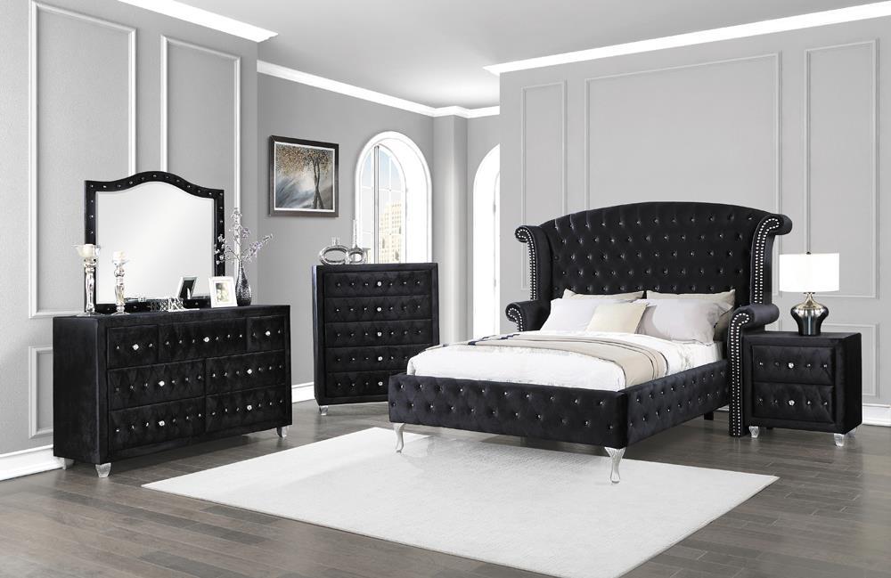 Deanna Eastern King Tufted Upholstered Bed Black - Ideal Furniture (Fresno,CA) 