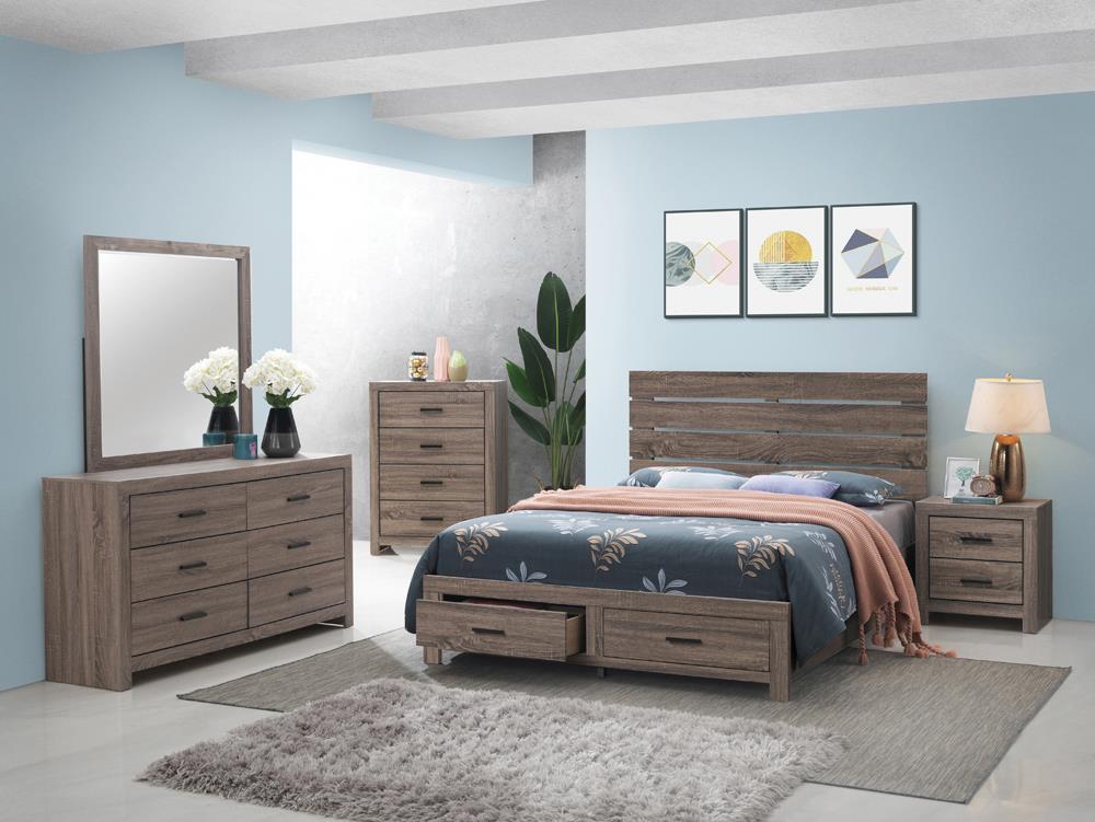 Brantford Eastern King & Queen Panel Bed Barrel Oak - Ideal Furniture (Fresno,CA) 