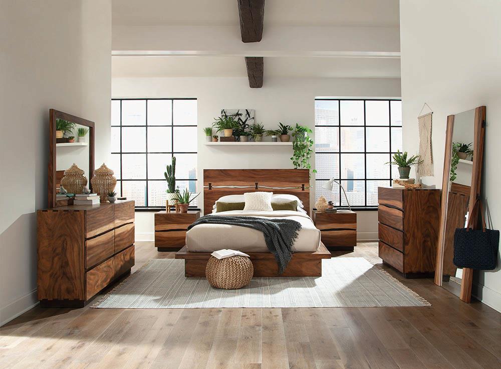 Winslow California King, E.King & Queen Bed Smokey Walnut and Coffee Bean - Ideal Furniture (Fresno,CA) 