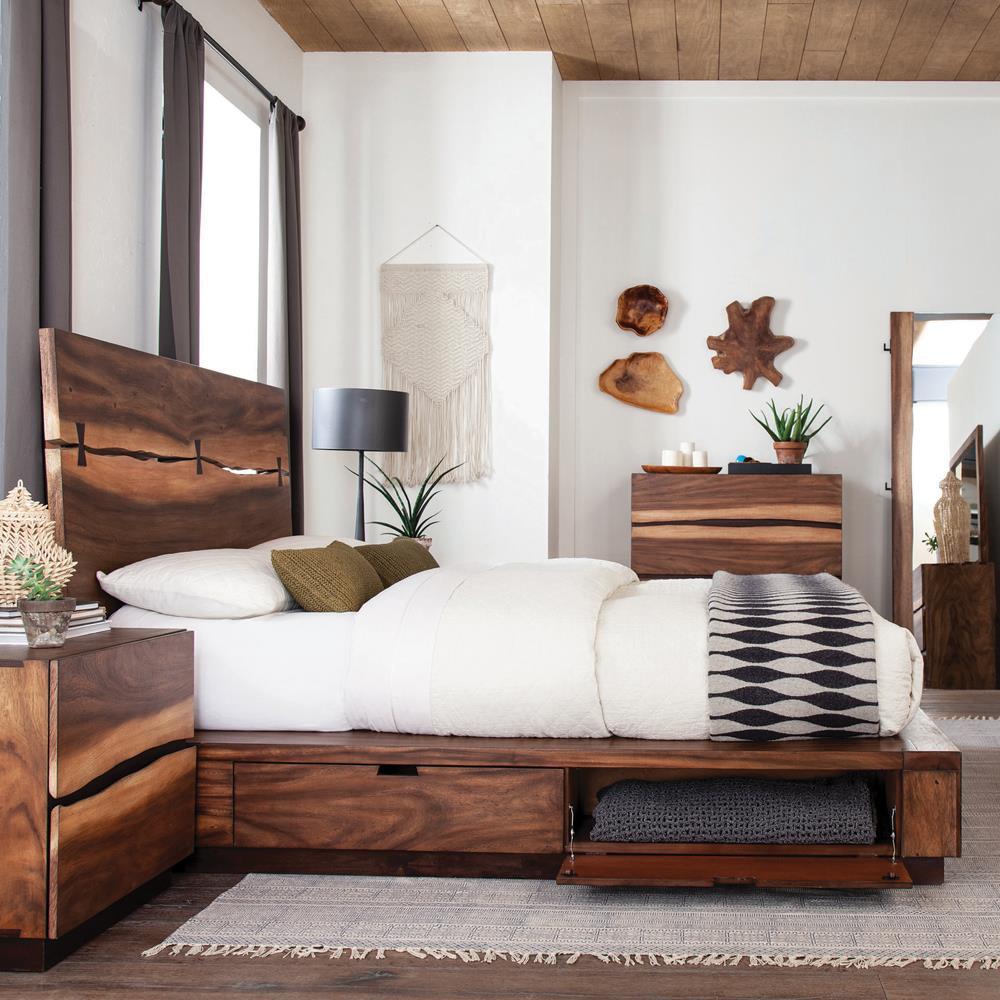 Winslow California King, E.King & Queen Bed Smokey Walnut and Coffee Bean - Ideal Furniture (Fresno,CA) 
