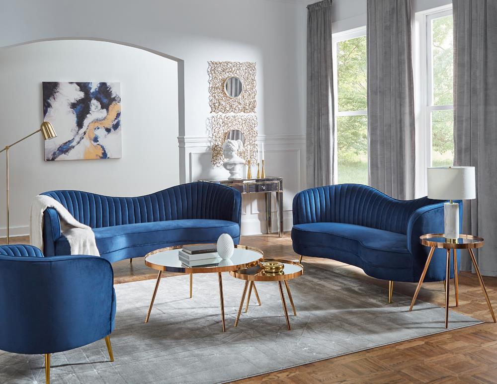 Sophia Upholstered Vertical Channel Tufted Chair Blue - Ideal Furniture (Fresno,CA) 