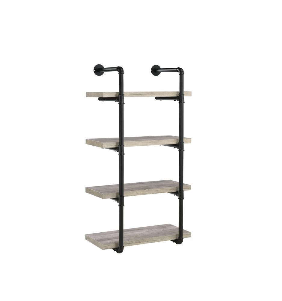 Elmcrest 24-inch Wall Shelf Black and Rustic Oak - Ideal Furniture (Fresno,CA) 