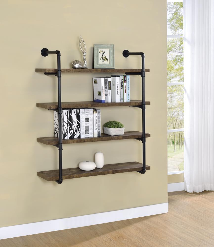Elmcrest 40-inch Wall Shelf Black and Grey Driftwood - Ideal Furniture (Fresno,CA) 