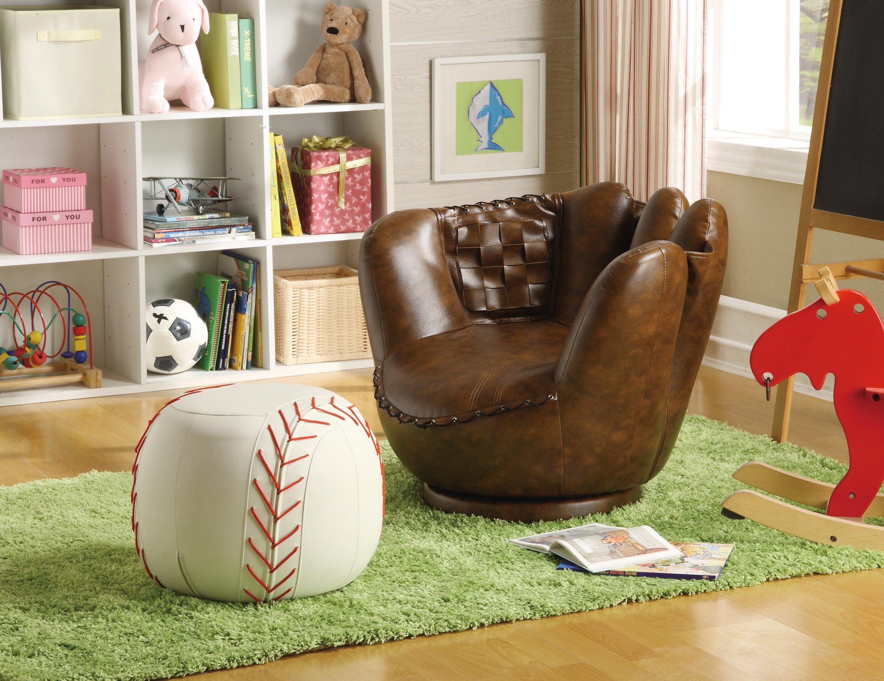 BASEBALL GLOVE CHAIR & OTTOMAN image