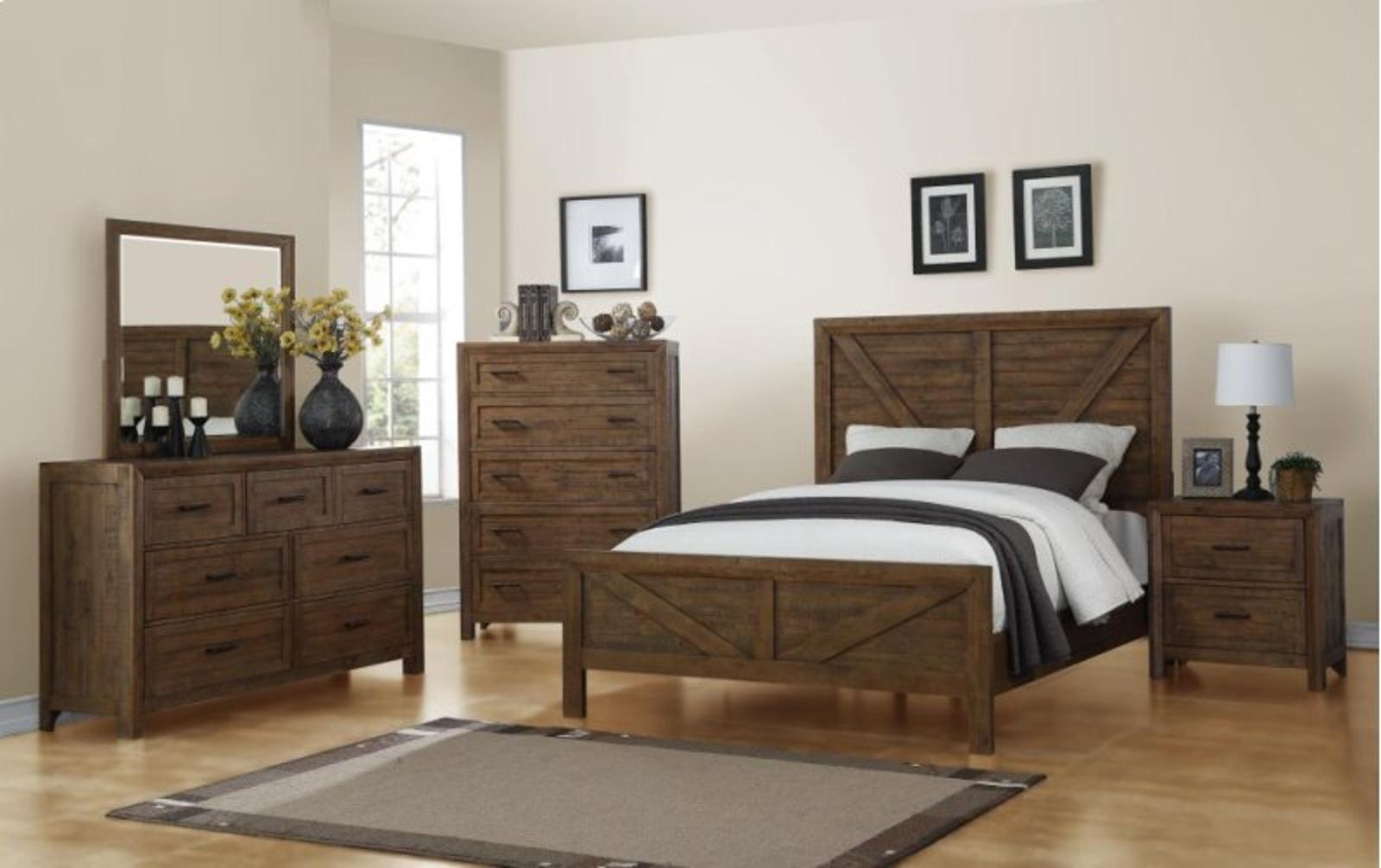 Emerald Home Pine Valley Queen Panel Bed in Brown - Ideal Furniture (Fresno,CA) 