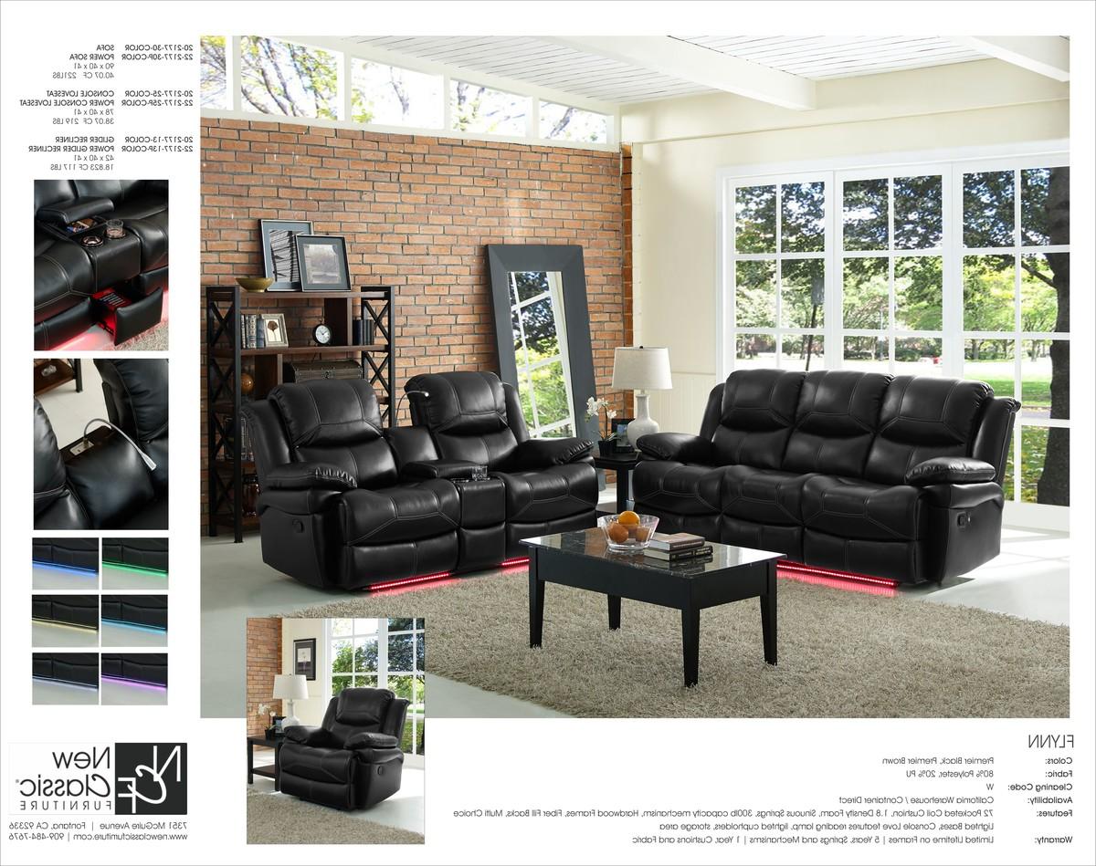 New Classic Flynn Console Loveseat (Lights) in Premier Black - Ideal Furniture (Fresno,CA) 