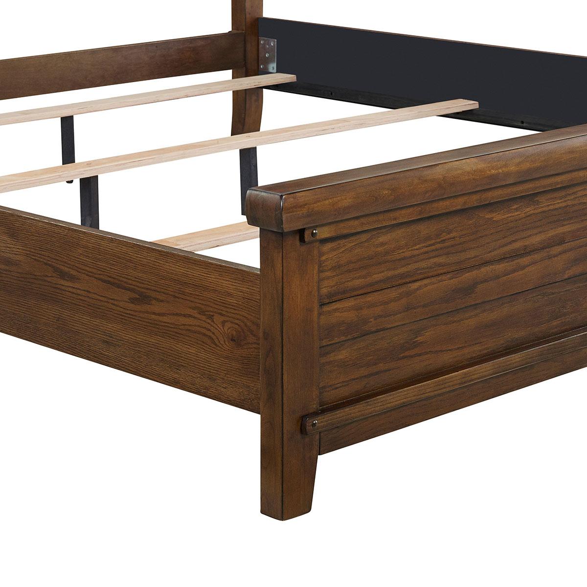 New Classic Furniture Fairfax Queen Panel Bed in Medium Oak - Ideal Furniture (Fresno,CA) 
