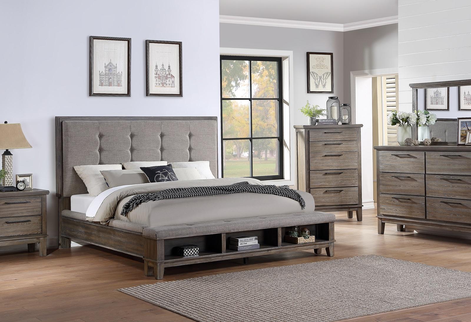New Classic Furniture Cagney California King Bed in Vintage Gray - Ideal Furniture (Fresno,CA) 