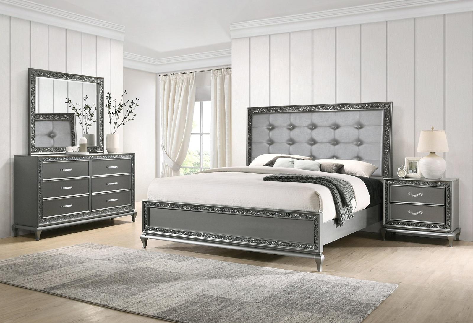 New Classic Furniture Park Imperial King Bed in Pewter - Ideal Furniture (Fresno,CA) 