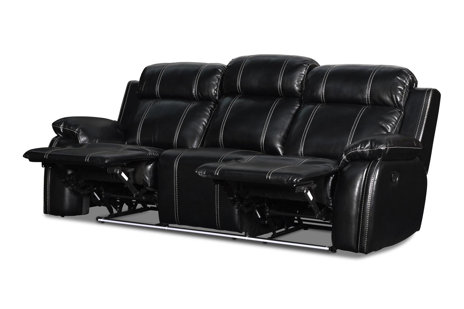 New Classic Fusion Dual Recliner Sofa with Power Foot Rest in Ebony - Ideal Furniture (Fresno,CA) 