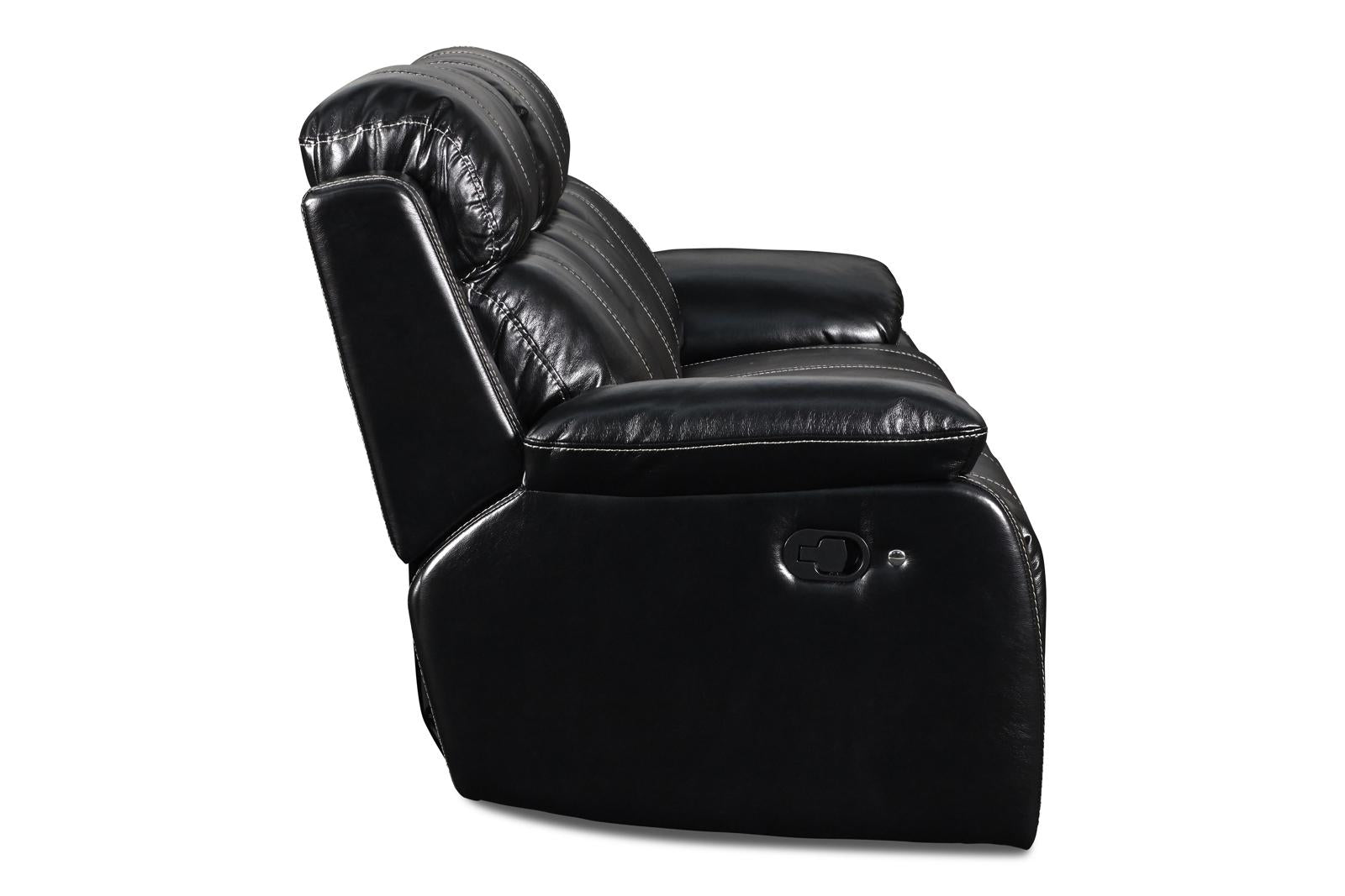 New Classic Fusion Dual Recliner Sofa with Power Foot Rest in Ebony - Ideal Furniture (Fresno,CA) 