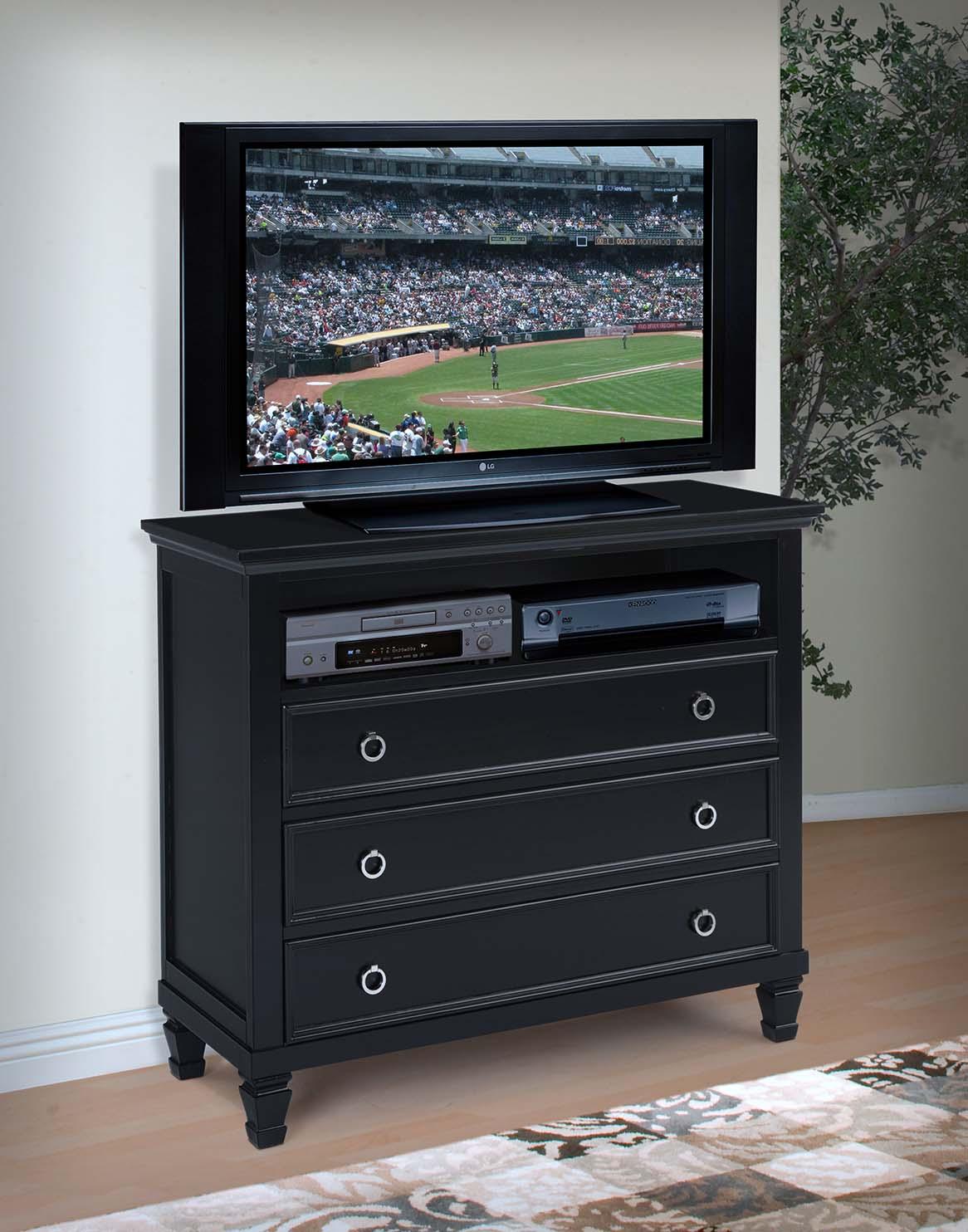 New Classic Tamarack 3-Drawer Media Chest in Black - Ideal Furniture (Fresno,CA) 