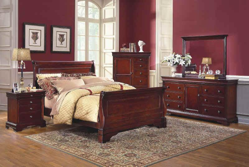 New Classic Versaille 4 Drawer Night Stand in Bordeaux - Ideal Furniture (Fresno,CA) 