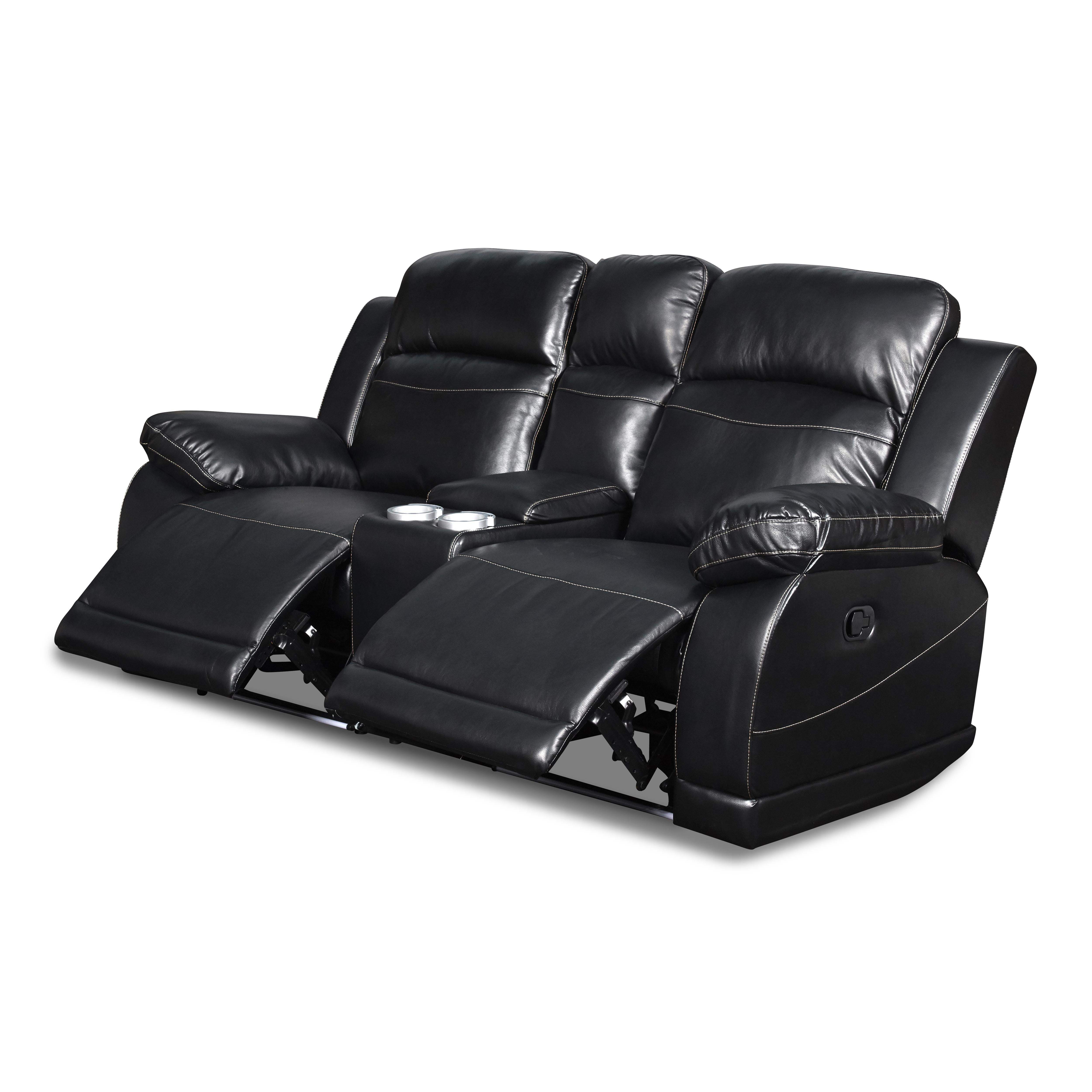 VEGA CONSOLE LOVESEAT - PREMIER BLACK - Ideal Furniture (Fresno,CA) 
