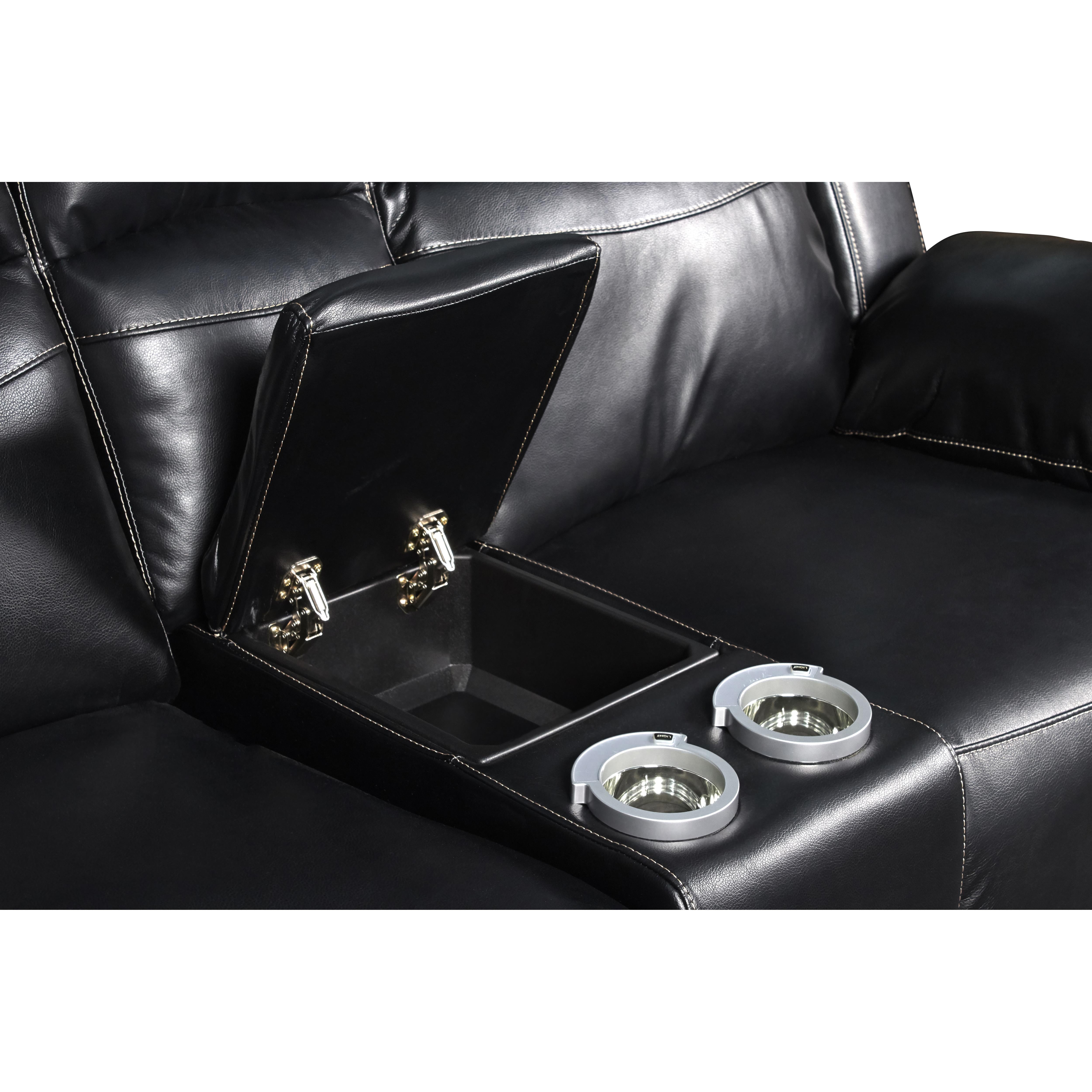 VEGA CONSOLE LOVESEAT - PREMIER BLACK - Ideal Furniture (Fresno,CA) 