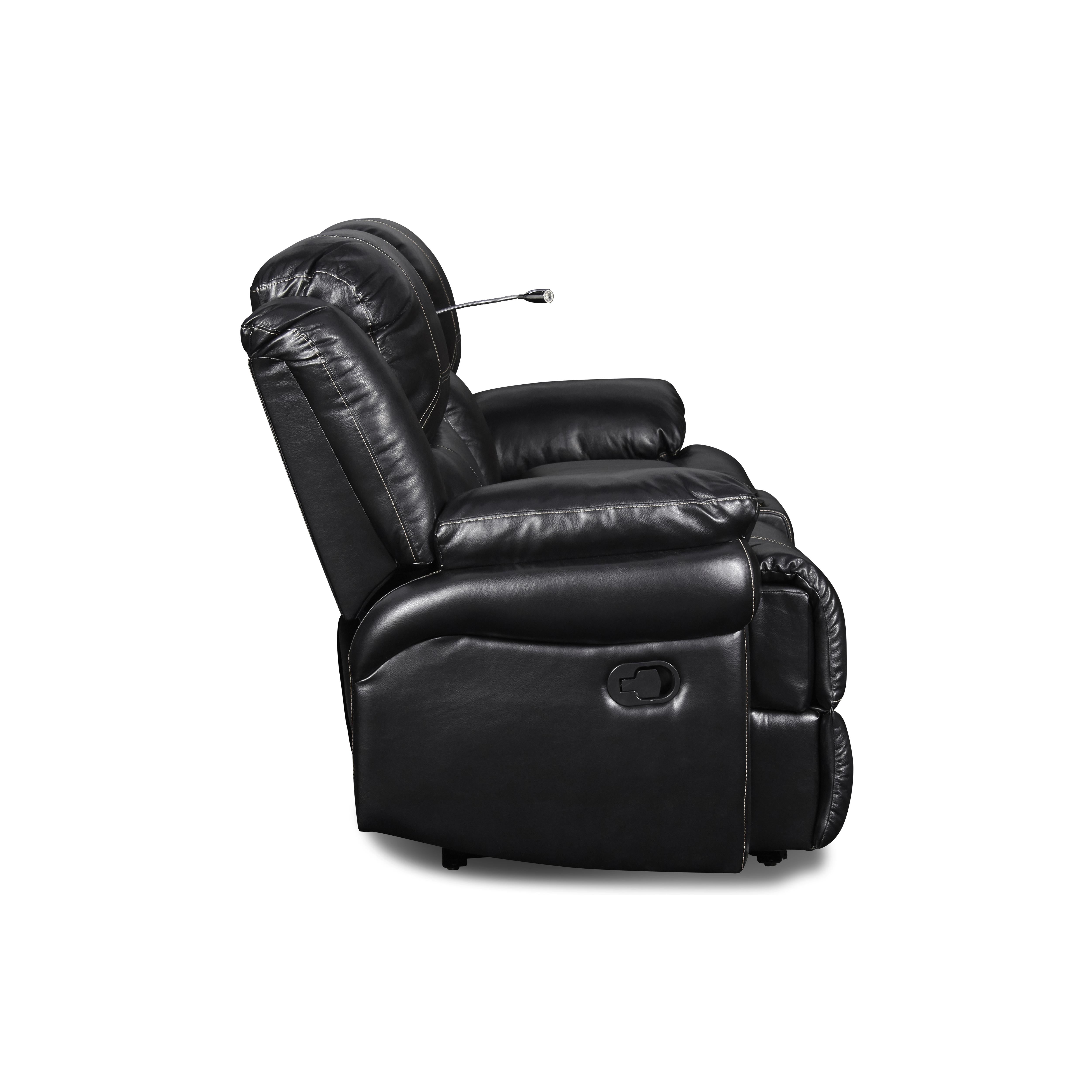 FLYNN CONSOLE LOVESEAT W/ READING LIGHT- BLACK - Ideal Furniture (Fresno,CA) 