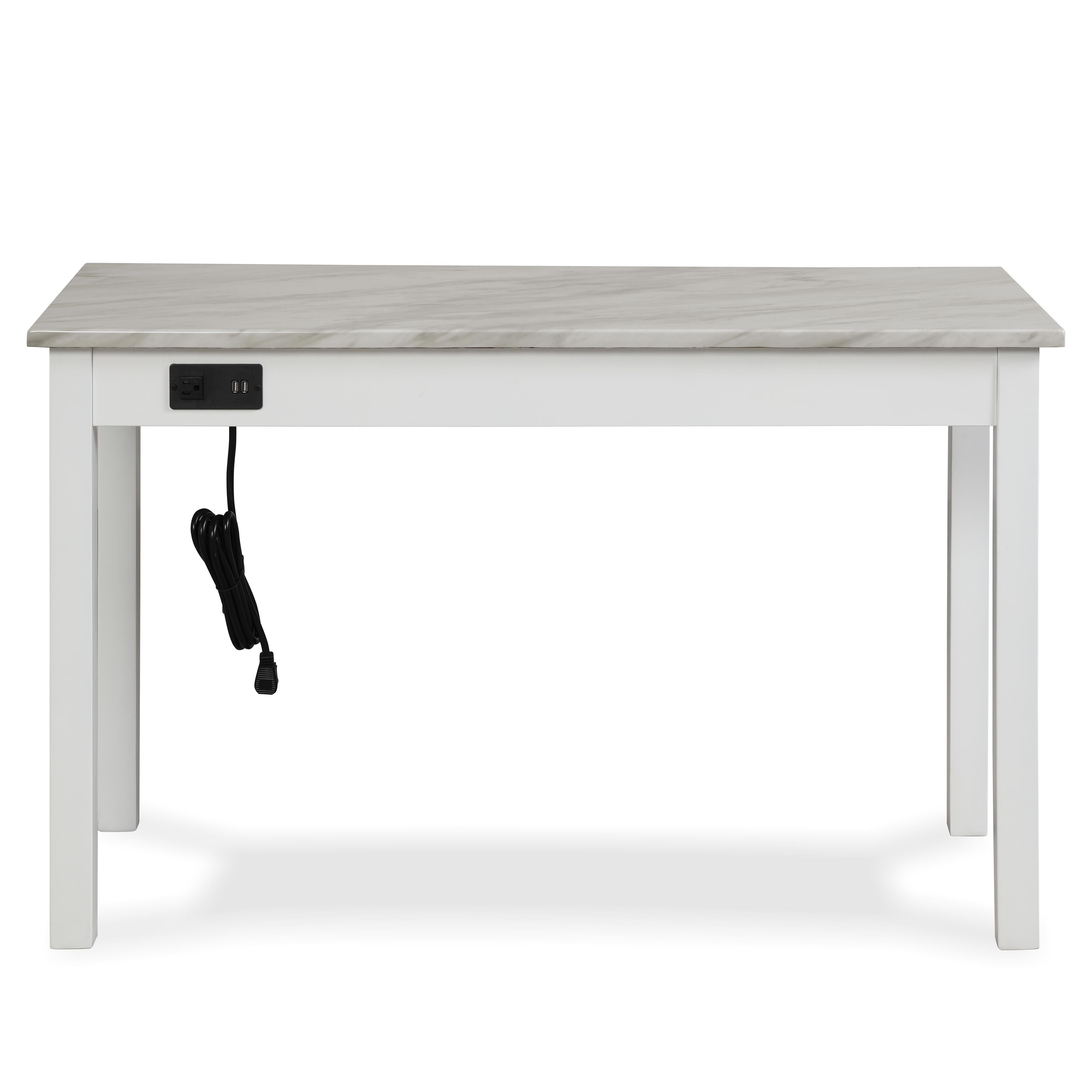 CELESTE DESK W/WHITE/GRAY FAUX MARBLE TOP-WHITE BASE - Ideal Furniture (Fresno,CA) 